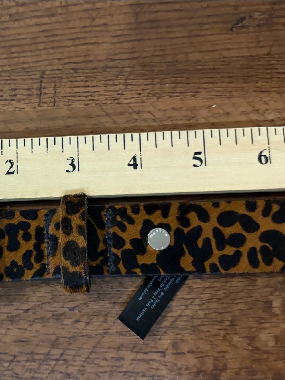 Rag & Bone Leopard Print Haircalf Belt with Silver Buckle Sz S
